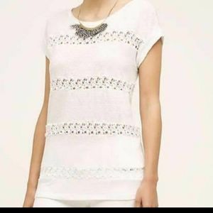 Akemi + Kin by Anthropology Linen Latice Blouse